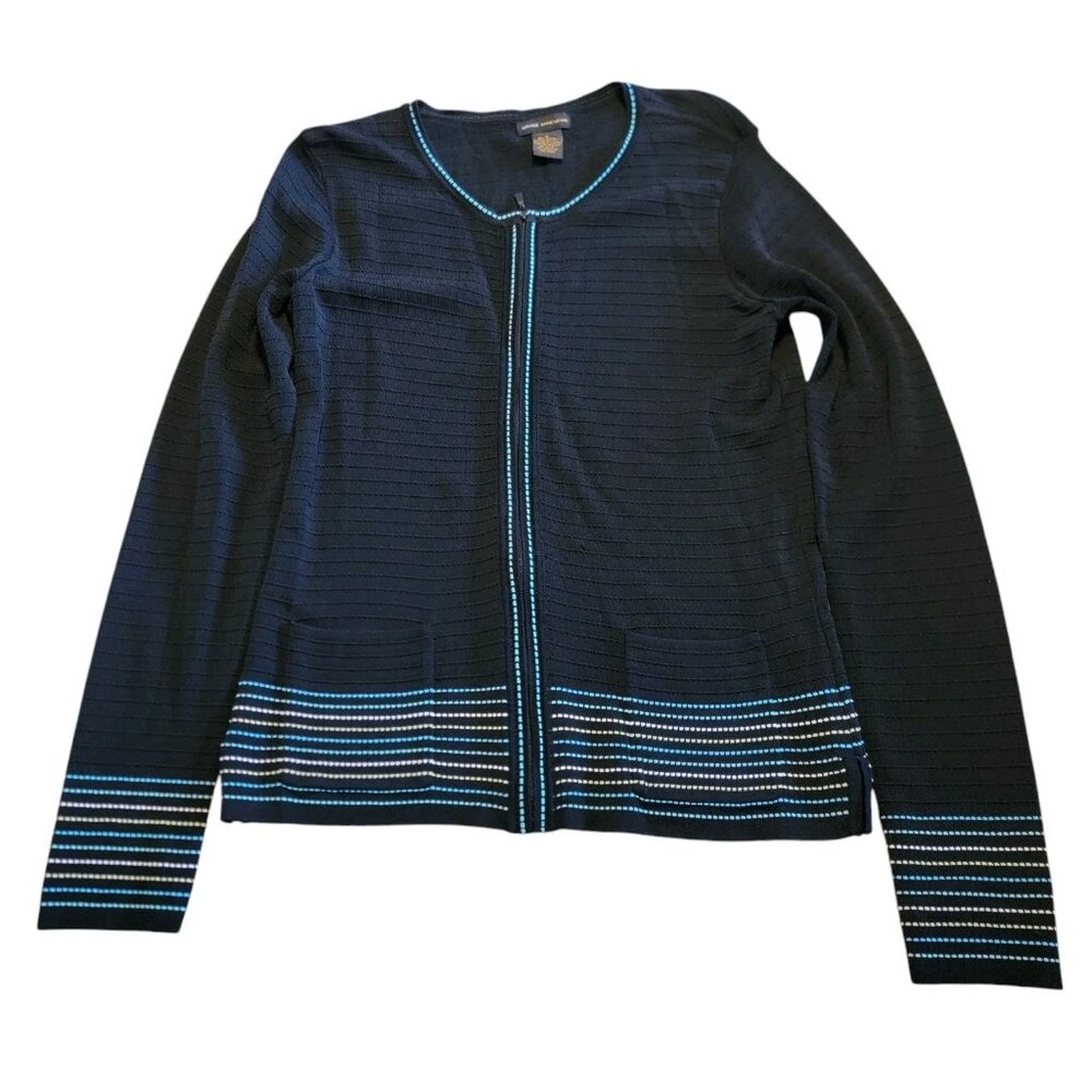Grace Dane Lewis Sz M Full Zip Light Cardigan Jacket Pockets Casual Career